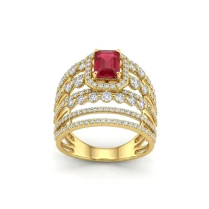 Diamond ladies color stone cocktail ring